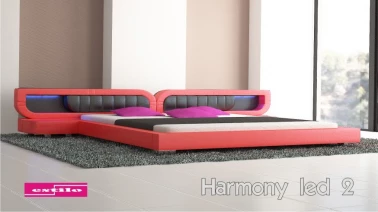 Skórzane łóżko do sypialni Harmony Led-2 180x200