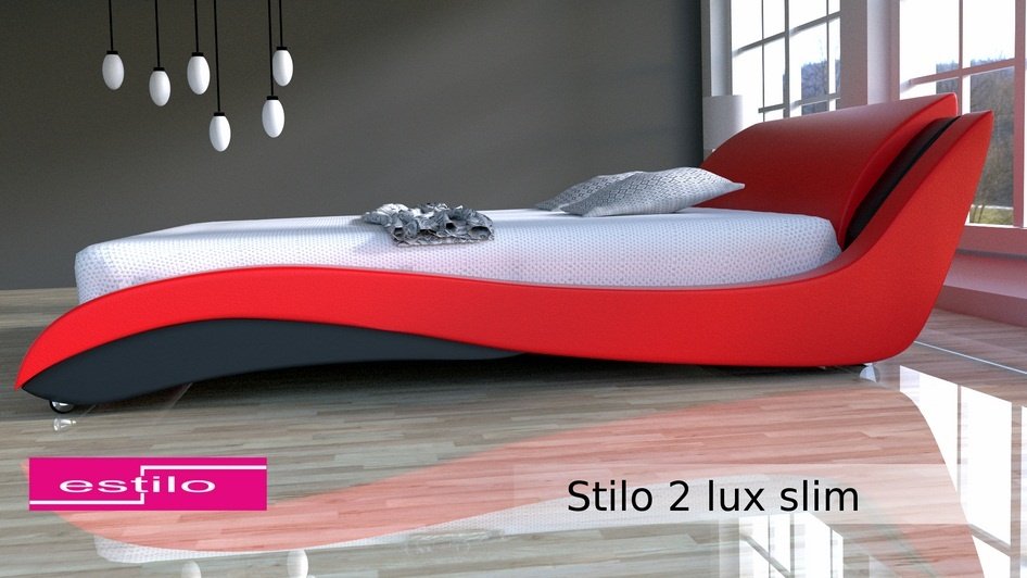 Łóżko do sypialni Stilo-2 Lux Slim 200x200 - skóra naturalna