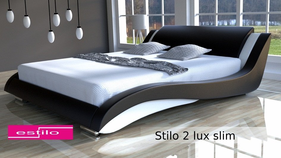 Komplet łóżko do sypialni Stilo-2 Lux Slim z materacem 7-stref