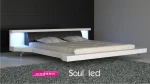 Łóżko tapicerowane Soul Led skóra naturalna 200x200