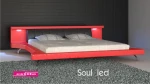 Łóżko tapicerowane Soul Led skóra naturalna 200x200